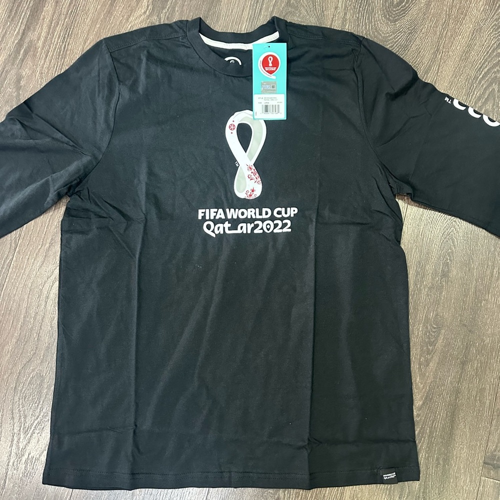 FIFA World Cup Qatar 2022 Black Long Sleeve Men's Shirt Size Large